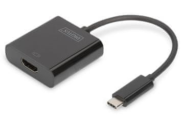 Digitus Digitus DA-70857 pretvarač HDMI 4K 30Hz na USB 3.1 Type-C s audio izlazom, crni, 15cm