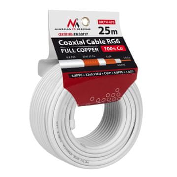 Maclean Maclean MCTV-470 Koaksijalni kabel RG6 25m, bijeli
