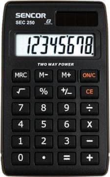 SENCOR Sencor SEC 250 Džepni kalkulator 8-znamenkasti LCD, dvostruko napajanje