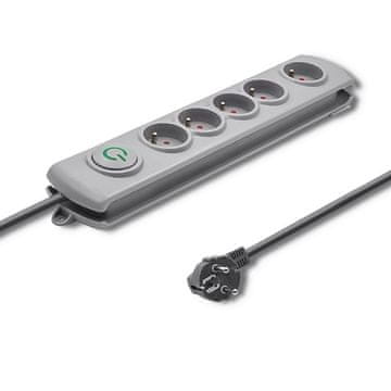 Qoltec Qoltec 502700 razdjelnik s zaštitom 5 utičnica, 1.8m, siva