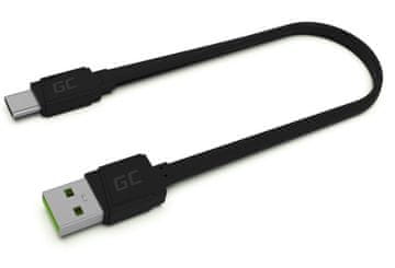 Green Cell Green Cell KABGC03 kabel USB-A na USB-C 25 cm, ravan, crn