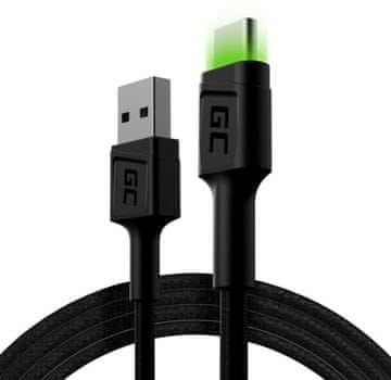 Green Cell Green Cell Ray USB-A na USB-C kabel 1.2m, LED osvjetljenje, crni