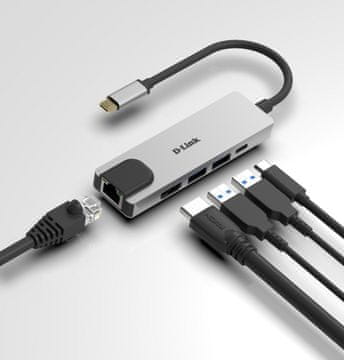 D-LINK D-Link DUB-M520 USB-C HUB, 2x USB 3.0, HDMI, čitač kartica