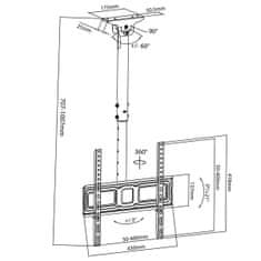 Maclean Maclean MC-943 stropni nosač za TV 32-50 inča, VESA 400x400, crni