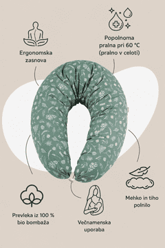 HOBEA Nosečniška i sa dojenje jastuk XXL PREMIUM 190 x 76 cm | Bio bombaž | OEKO-TEX | Ergonomska jastuk sa spanje i dojenje