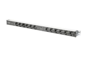 Digitus DIGITUS DN-95405 PDU 19" RACK razvodna letva, 12x Schuko, 2m kabel, 16A, aluminij