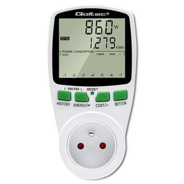Qoltec Qoltec PM0627 mjerač potrošnje energije, 3680W, 16A, LCD
