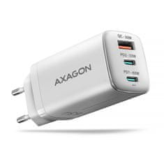 AXAGON Axagon ACU-DPQ65W mrežni punjač, GaN 65W, 3x port (USB-A + 2x USB-C), bijeli