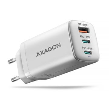 AXAGON Axagon ACU-DPQ65W mrežni punjač, GaN 65W, 3x port (USB-A + 2x USB-C), bijeli