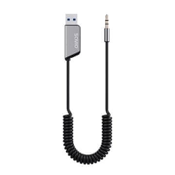 SAVIO Savio TR-16 Bluetooth 5.3 AUX predajnik, sa hands-free pozivima, sivi