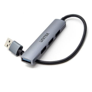 Unitek Unitek USB-A hub, 3x USB-A 2.0 + 1x USB-A 5 Gbps, aluminijski, sivi