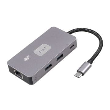 HUB TB USB-C Hub (7-u-1) HDMI, USB, SD/TF, RJ45 (2500 Mbps) PD, siva