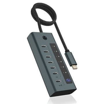 IcyBox ICY BOX IB-HUB1457-C31 USB Hub 7-port Type-C, 10000 Mbit/s, plava/siva