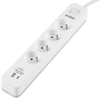 slomart EVER PROTECT 4PL 1A1C USB T/LZ12-PRO015/1000 razvodna letvica, 1.5m, bijela