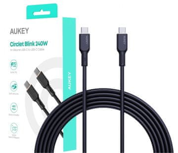 Aukey AUKEY CB-SCC241 kabel USB-C - USB-C 1m 240W PD, crni