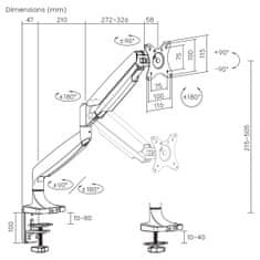 Maclean Maclean MC-969 stalak za dva monitora 16kg, plinska opruga, crni