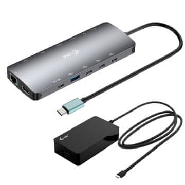 I-TEC i-tec Metal Nano 3x Display Dock USB-C, 140W PD, 2x HDMI, 1x USB-C video, s punjačem