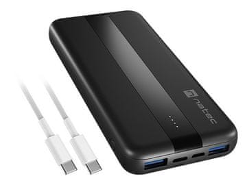 Natec Natec TREVI SLIM Q V2 powerbank 10000 mAh, 18W USB-A, 20W USB-C, crni