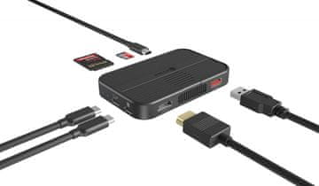 IcyBox ICY BOX IB-DK4071M-CU31 Docking Station 7u1, USB-C 10Gbps, crna