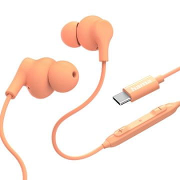Hama Hama Curly slušalice za uši, narančaste, USB-C
