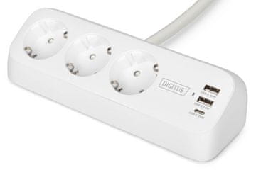 Digitus Digitus DA-30101 stolna razvodna letva, 3x Schuko, 2x USB-A, 1x USB-C, 1.5m, bijela