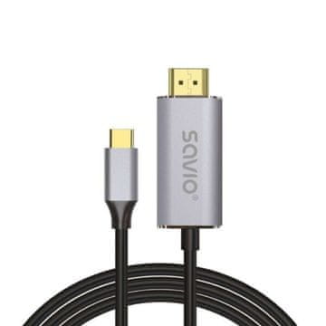 SAVIO Savio CL-XXX kabel USB-C na HDMI v2.0, 2m, aluminij