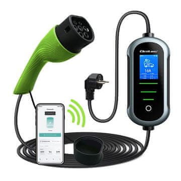 slomart Qoltec punjač za EV 2u1 Tip 2, 3.5kW, 230V, Wi-Fi, LCD, 5m