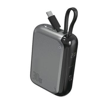 4smarts 4smarts Powerbank Pocket 30W 10000mAh, ugrađeni USB-C kabel 15cm, crna
