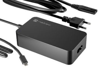 Natec NATEC GRAYLING GAN USB-C Adapter 65W, crni