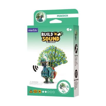 Puzzle MierEdu Buduj i słuchaj - Paw 3D slagalica, interaktivna