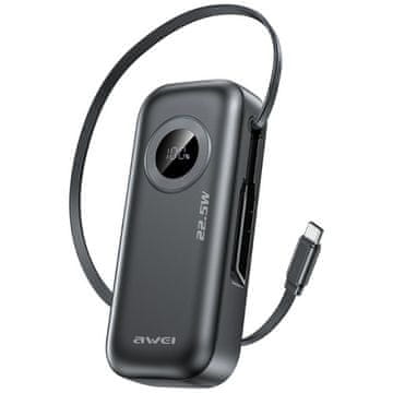 Awei Powerbank PA-9 22,5W 10000mAh s USB-C kabelom, crni