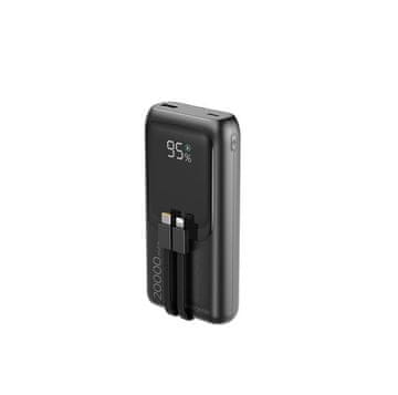 Gembird Gembird PowerBank 20000mAh, 20W, s kabelima, LCD, crna