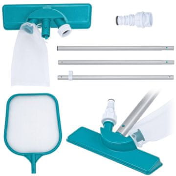 Northix Set za čišćenje bazena, štap 167 cm + usisavač + mreža Bestway 58013