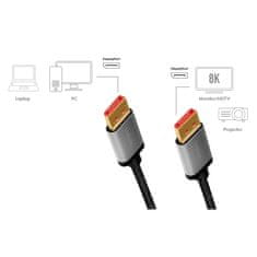 LogiLink DisplayPort kabel DP/M do DP/M 2m, 8K/60 Hz, aluminijski