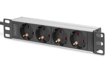 Digitus Digitus 10" RACK razvodna letva 4xSchuko, 1xUnischuko, 16A, aluminij