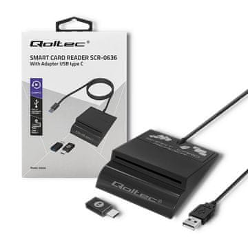 Qoltec Qoltec SCR-0636 čitač čip kartica USB-C, ISO 7816