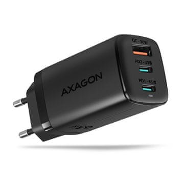 AXAGON Axagon ACU-DPQ65 mrežni punjač, GaN 65W, 3x port (USB-A + 2x USB-C), crni