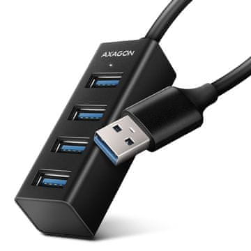 AXAGON AXAGON HUE-M1A USB Hub 4-portni, USB 3.2 Gen 1, 20cm kabel