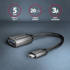 AXAGON AXAGON RUCM-AFAC Kabel adapter USB-C (M) -> USB-A (Ž) 0.2m, 3A, ALU
