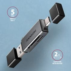 AXAGON AXAGON CRE-DAC vanjski čitač kartica USB 3.2 Gen 1 Type-C + Type-A