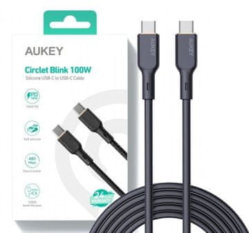 Aukey AUKEY CB-SCC101 USB-C - USB-C kabel 1m 100W PD 5A crni