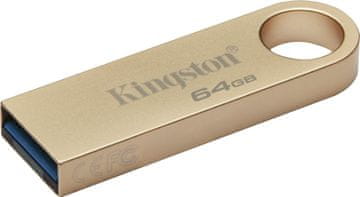 slomart Kingston DataTraveler SE9 G3 USB Ključić 64GB, USB 3.2 Gen 1, metalno kućište, zlatna