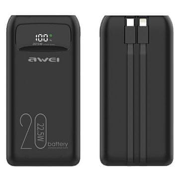 Awei AWEI P169K Powerbank 20000mAh, 22,5W, USB-C+Lightning kabel