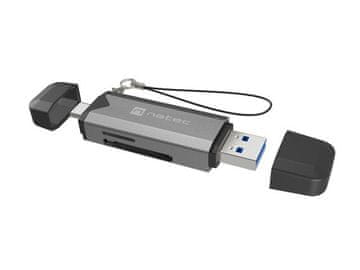 Natec Natec Scarab 3 čitač kartica USB-A/USB-C, SD/microSD, crni