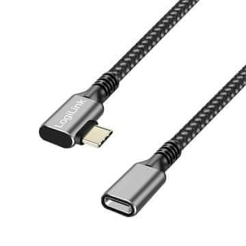 slomart LogiLink UA0300 kabel USB 3.2 Gen 2 Type-C na Type-C/F, PD, 1m, crni