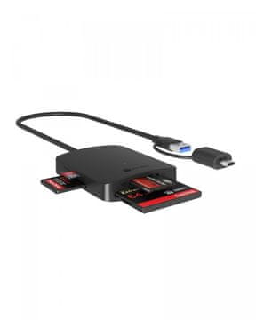 IcyBox IcyBox IB-CR302-CU3 Čitač kartica CF, TF, SD, microSD, USB-C+A