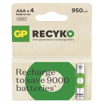 slomart GP Battery RECYKO punjive baterije R03/AAA Ni-MH 950mAh, komplet 4 komada