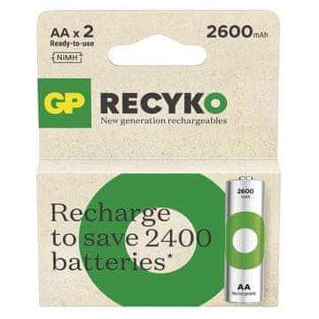 slomart GP Battery RECYKO R6 AA Ni-MH punjive baterije 2600mAh, blister 2 kom