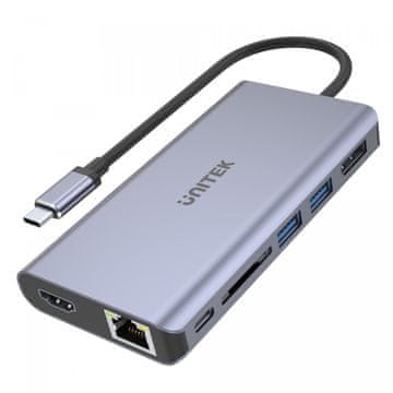 Unitek UNITEK uHUB S7 USB-C hub 2x USB 3.1, HDMI 2.0, DP 1.4, RJ45, SD, PD 100W