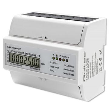 Qoltec Električni mjerač Qoltec 50989, 3-fazni, 100A, DIN šina